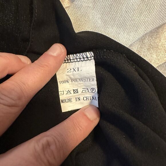 Mesh Stripe Bell Sleeve Black V Neck Top Size 2XL - Picture 7 of 8